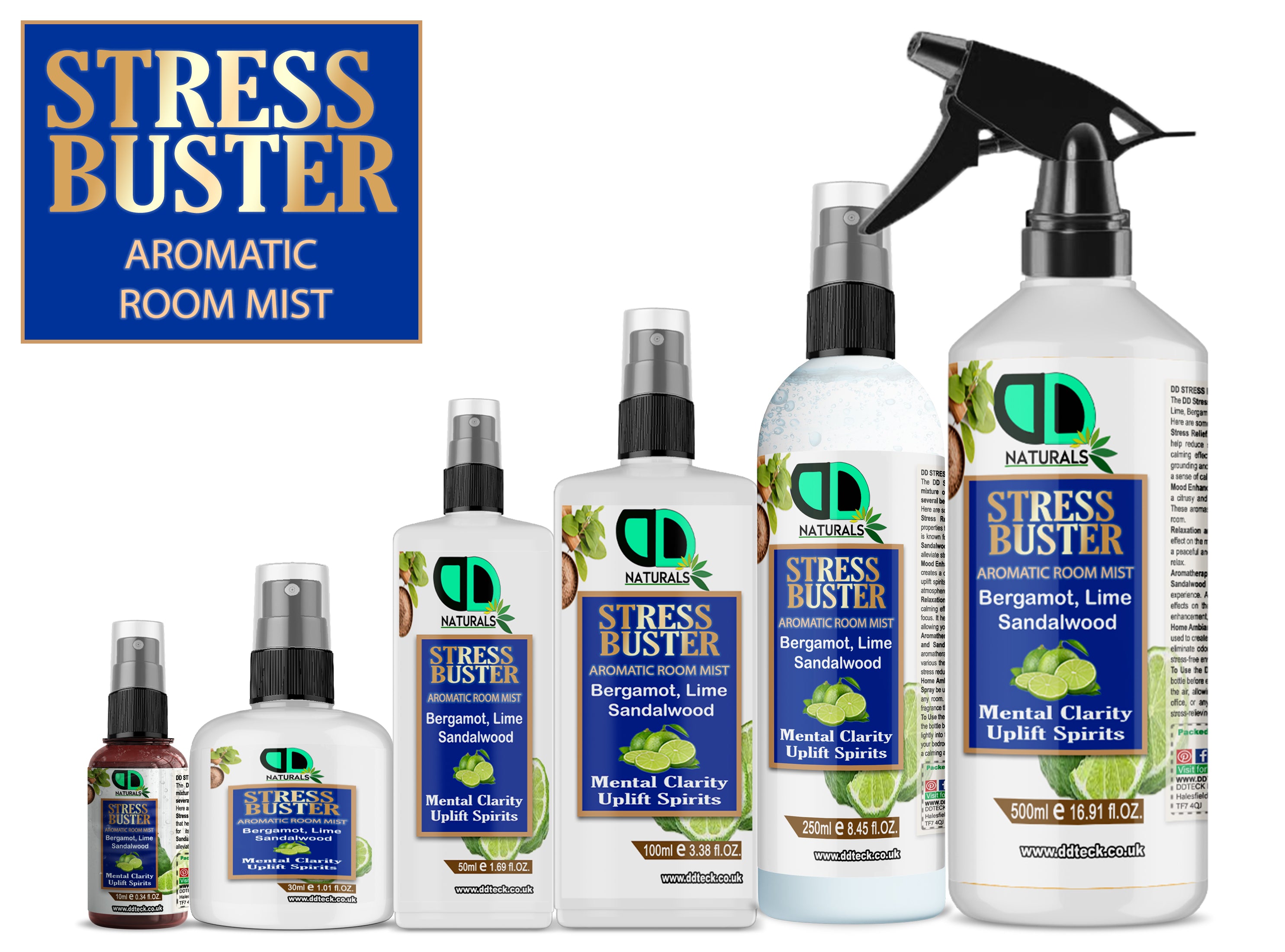 Stress Buster Aromatic Room Mist – Bergamot, Lime & Sandalwood Blend