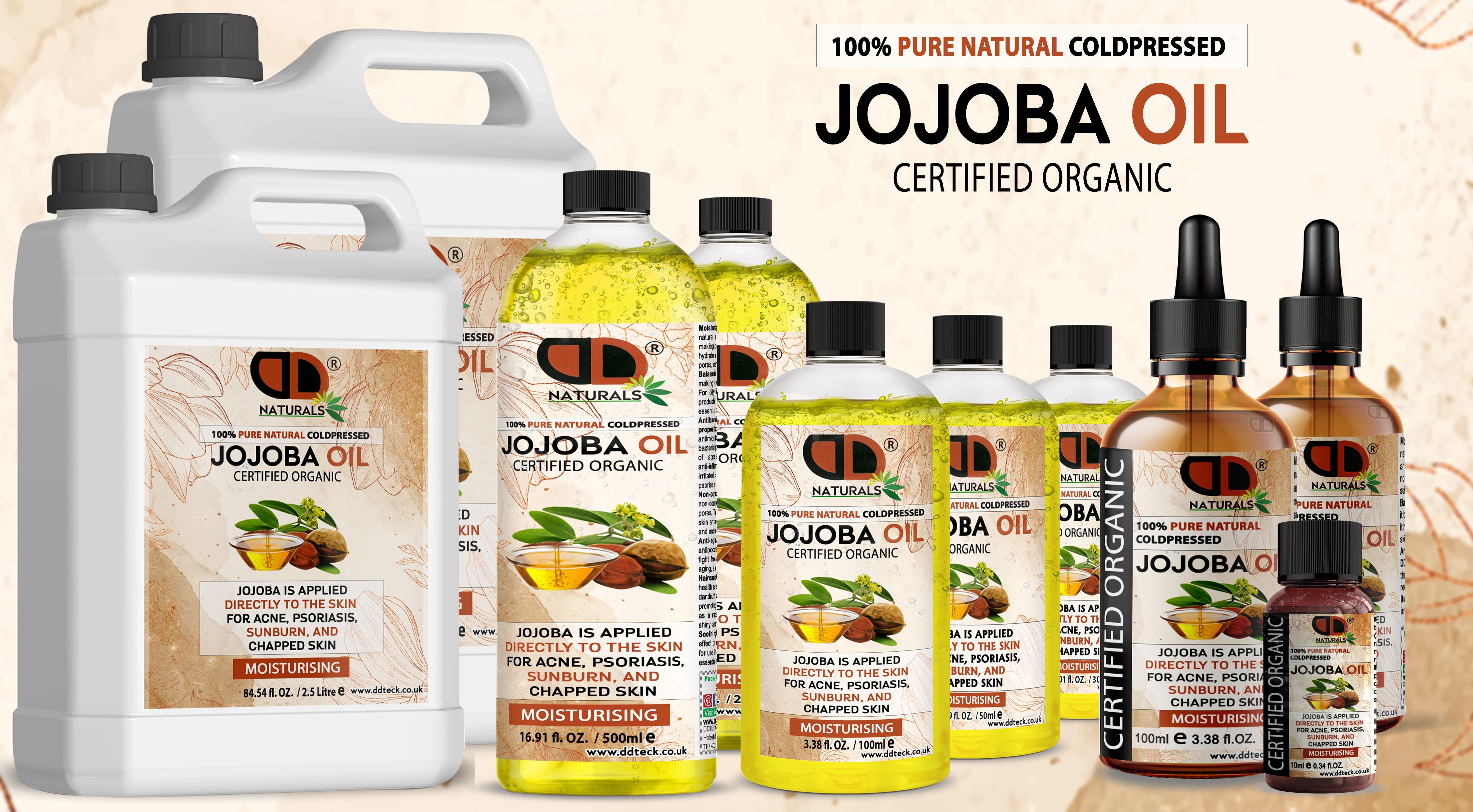 100% Pure Natural Cold pressed Jojoba Oil – Certified Organic Moisturizer