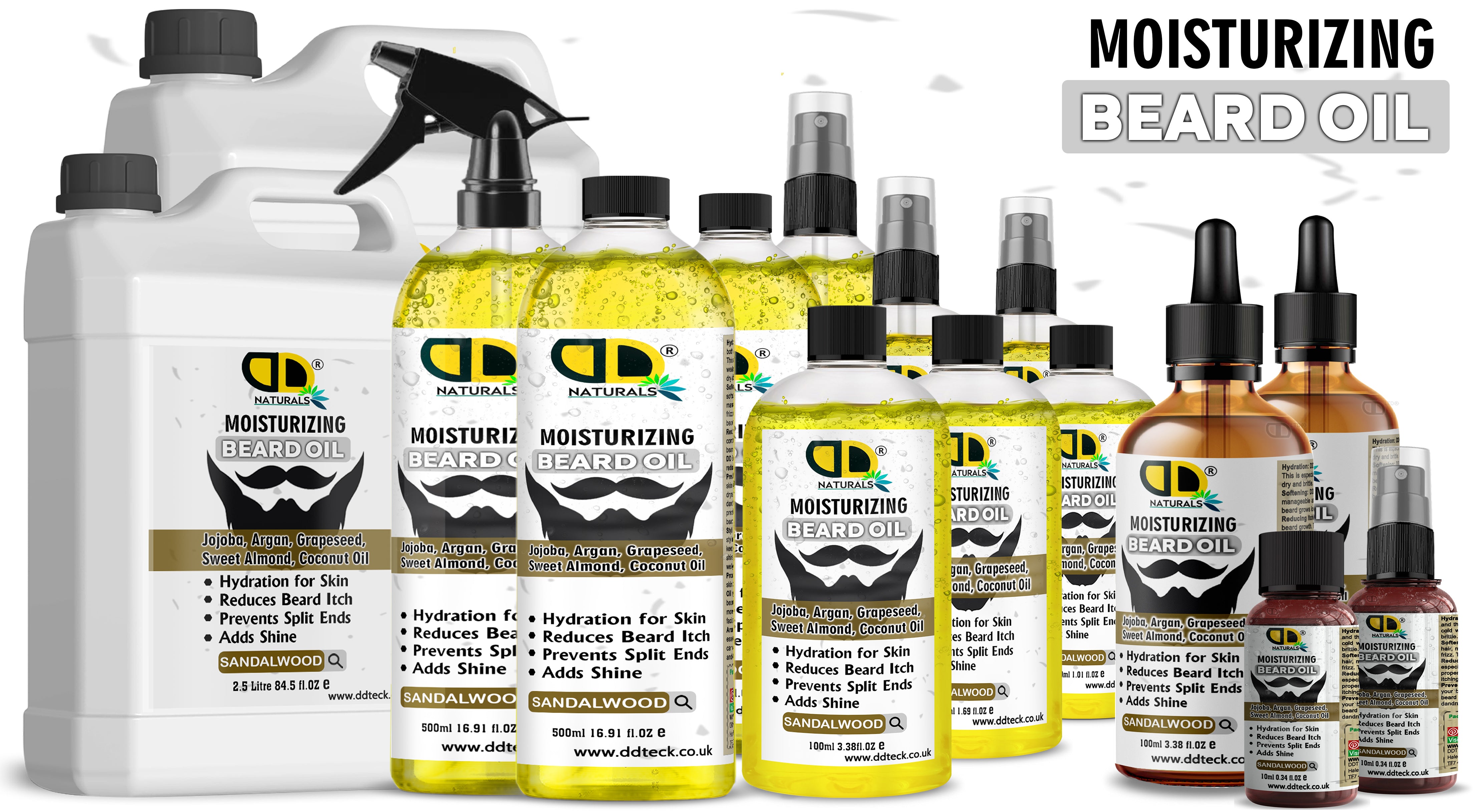 Moisturizing Beard Oil with Jojoba, Argan & Coconut Oil – Sandalwood Scent | Hydrating & Anti-Itch Beard Care