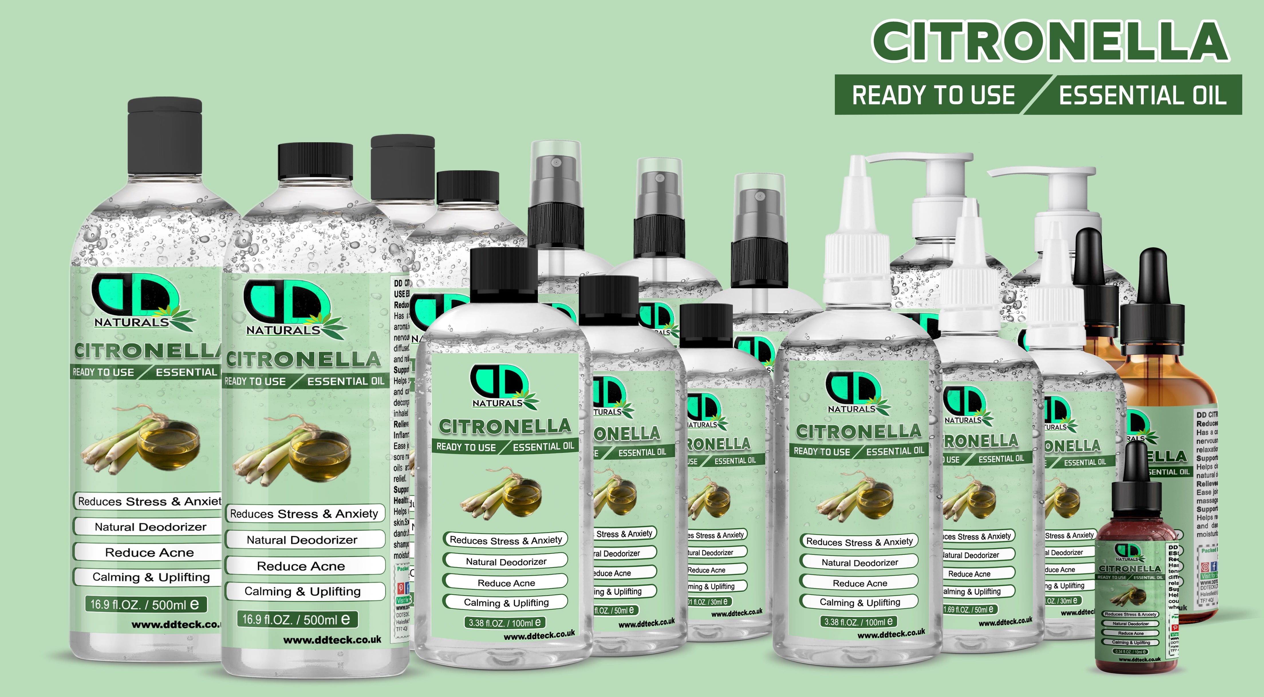 100% Pure Citronella Essential Oil – Natural Deodorizer & Stress Relief