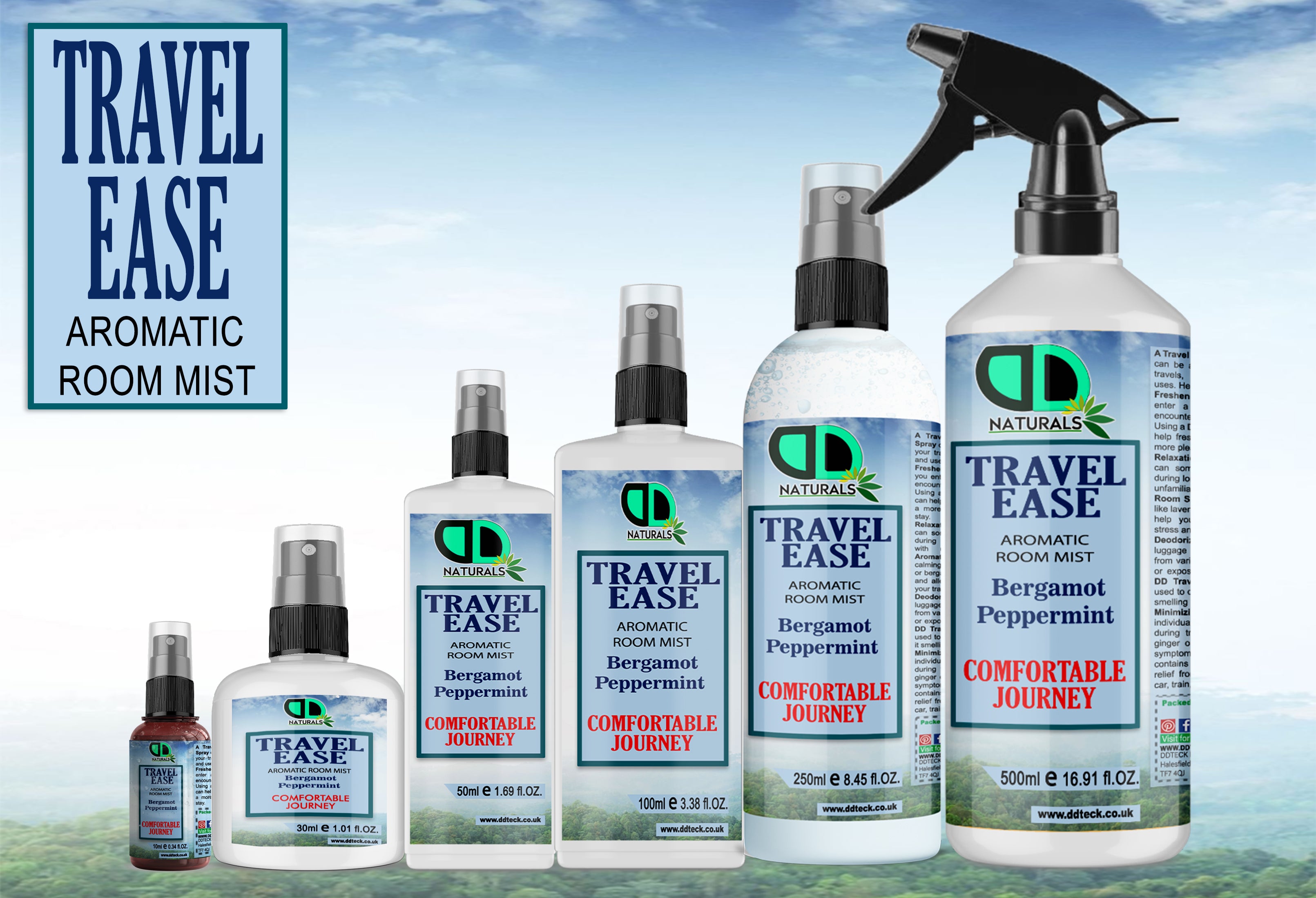 Travel Ease Aromatic Room Mist – Bergamot & Peppermint for a Comfortable Journey