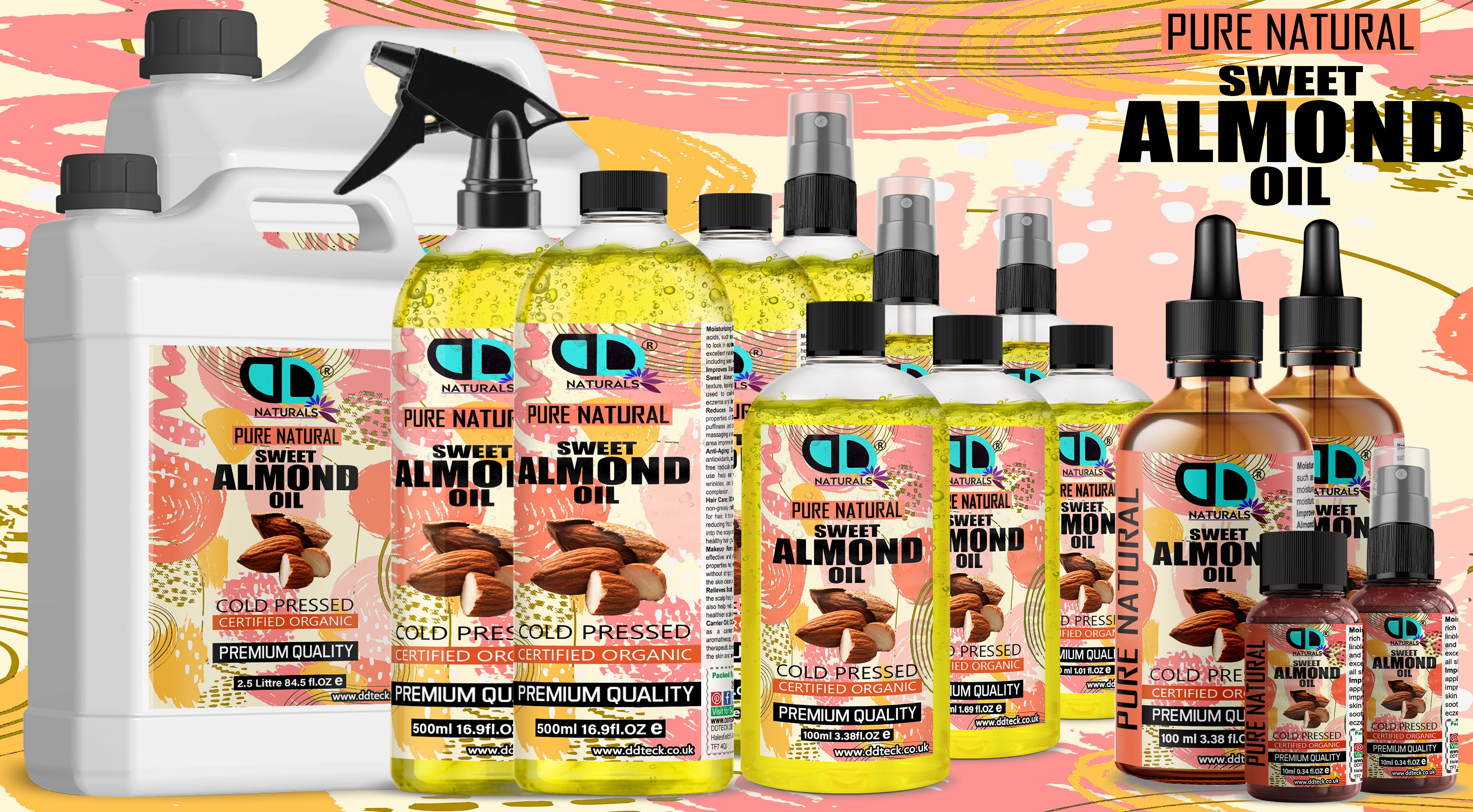 Pure Natural Sweet Almond Oil - Cold Pressed & Certified Organic