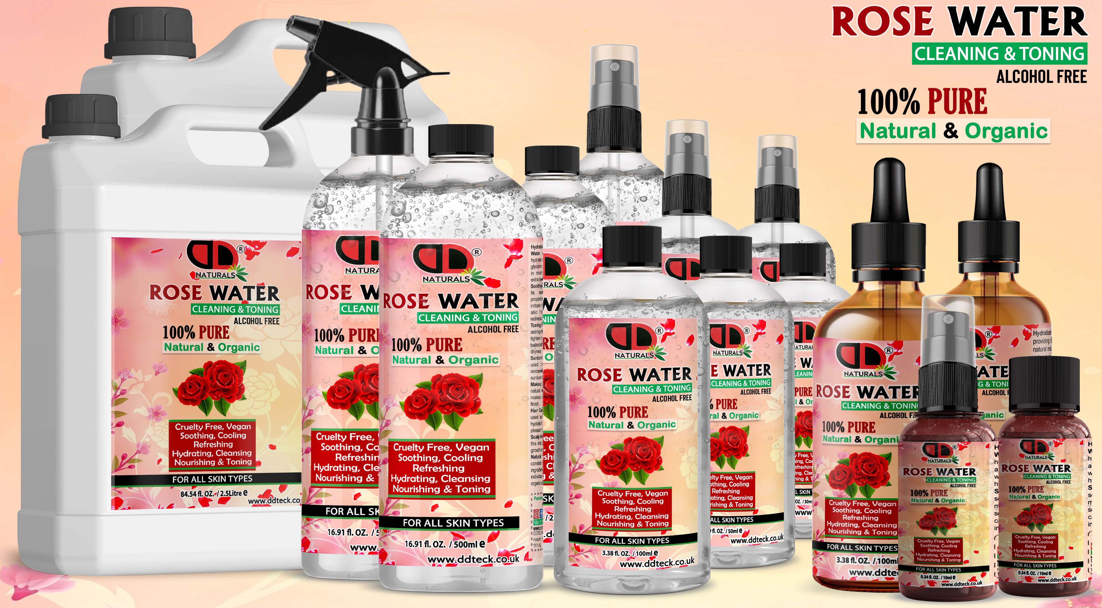 Rose Water Facial Toner Spray | 100% Pure Bulgarian Rose Hydrolat for Hydrated, Glowing Skin