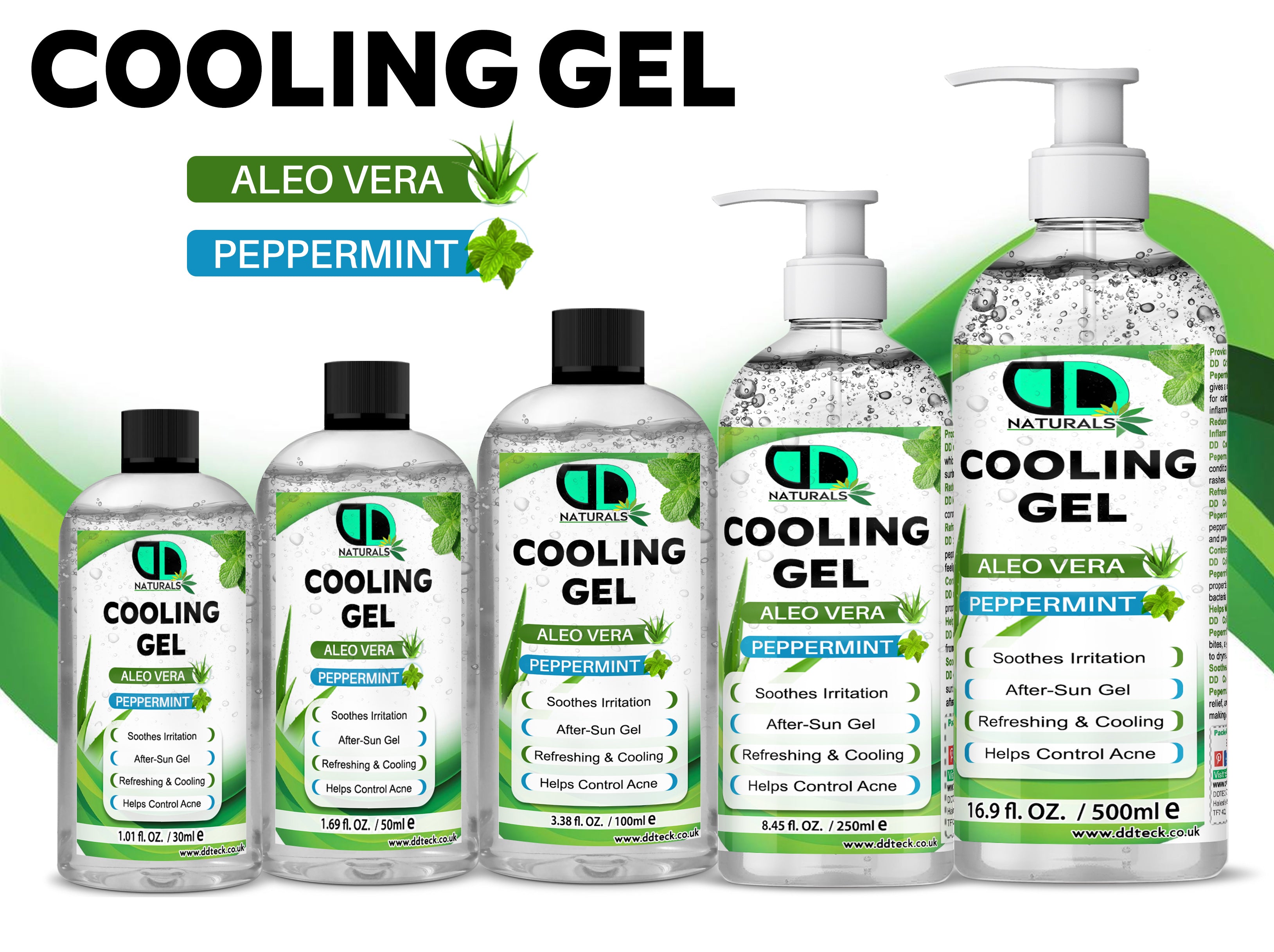 Natural Cooling Gel with Aloe Vera & Peppermint – After-Sun & Acne Care