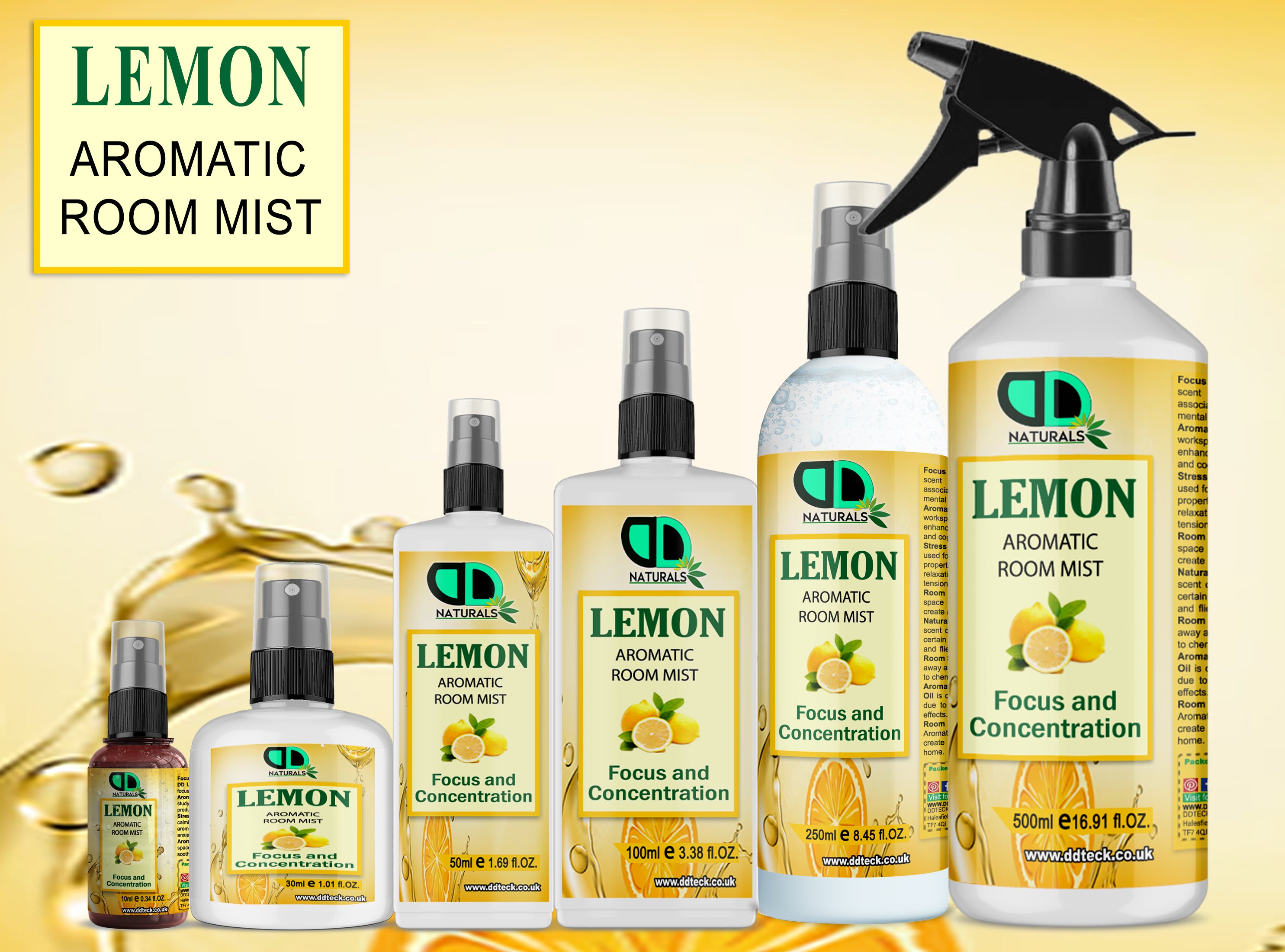 Lemon Aromatic Room Mist – Pure Natural Spray for Focus and Concentration