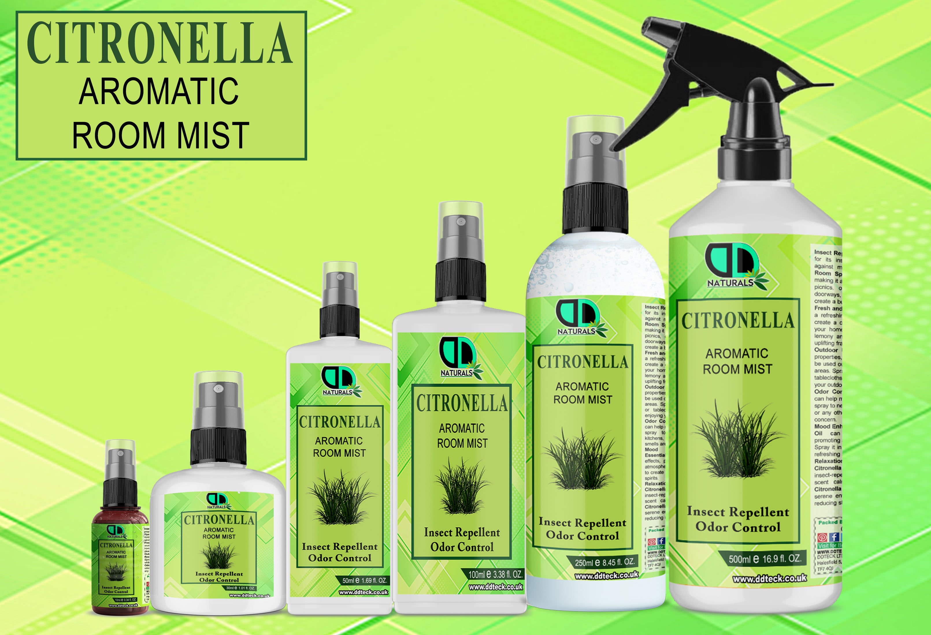 Citronella Aromatic Room Spray | Natural Insect Repellent & Long-Lasting Freshener