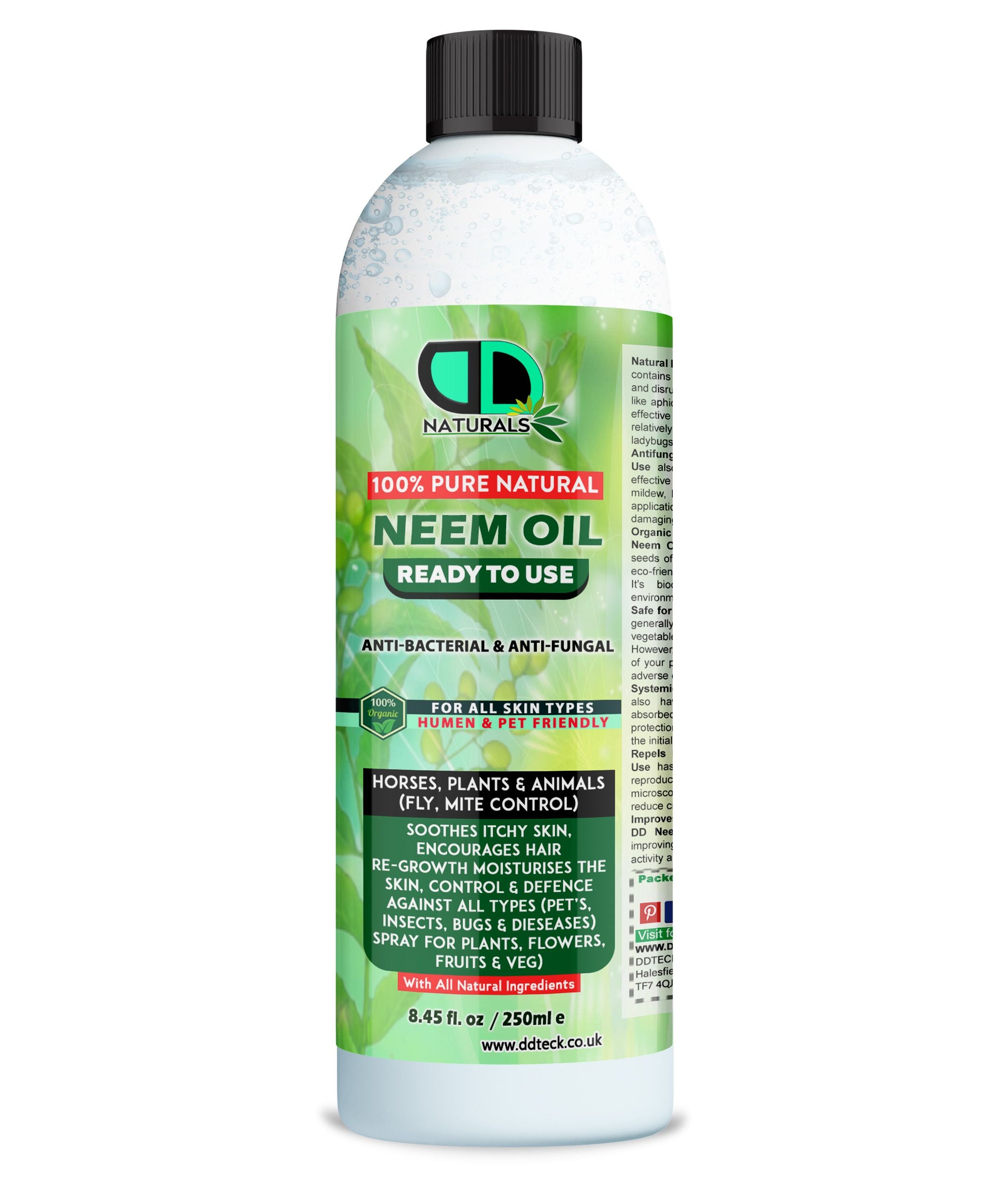Neem Oil Spray (Ready to Use) | 100% Organic, Non-Toxic Protection for Plants, Pets, Skin & Hair
