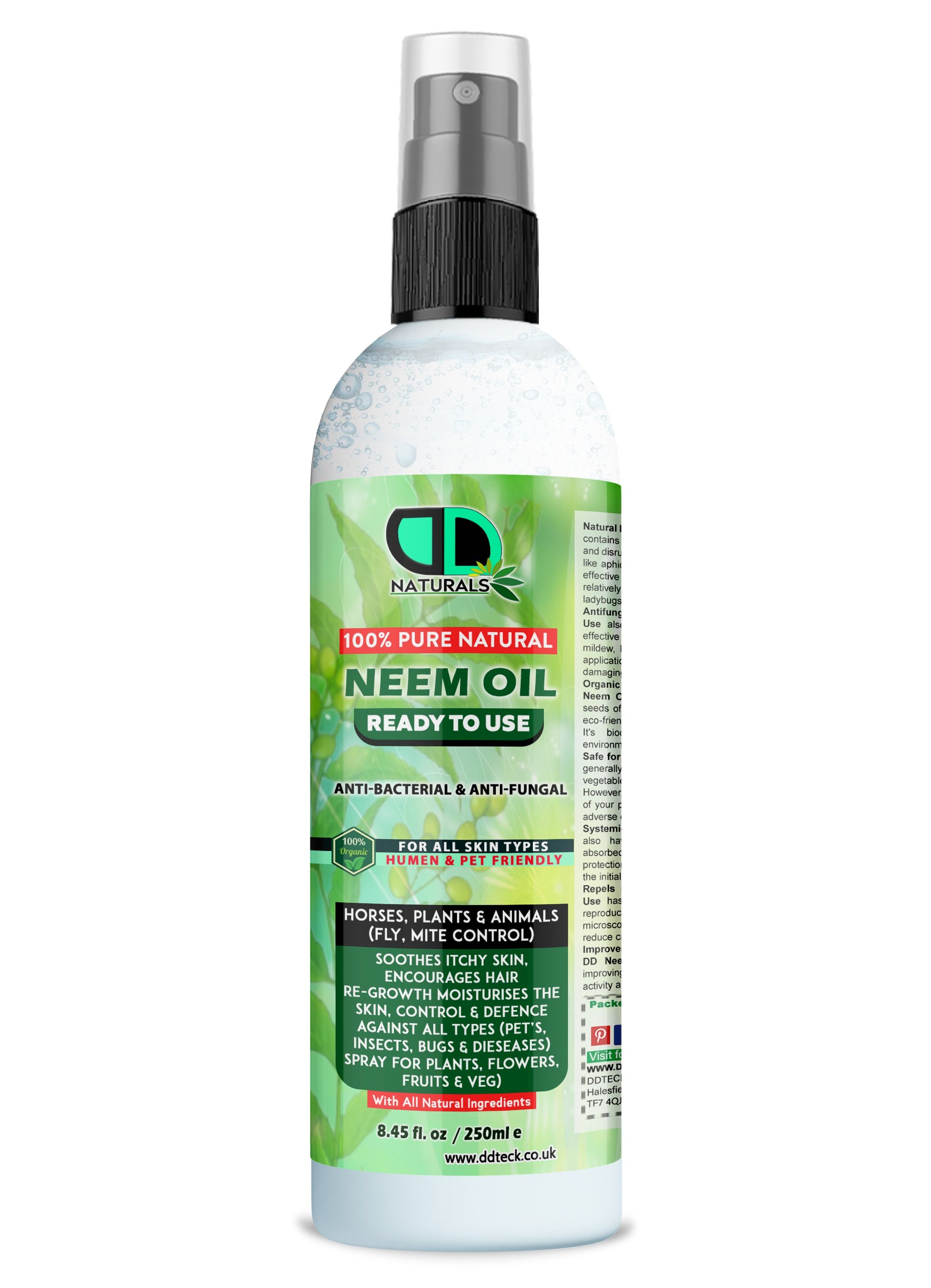 Neem Oil Spray (Ready to Use) | 100% Organic, Non-Toxic Protection for Plants, Pets, Skin & Hair