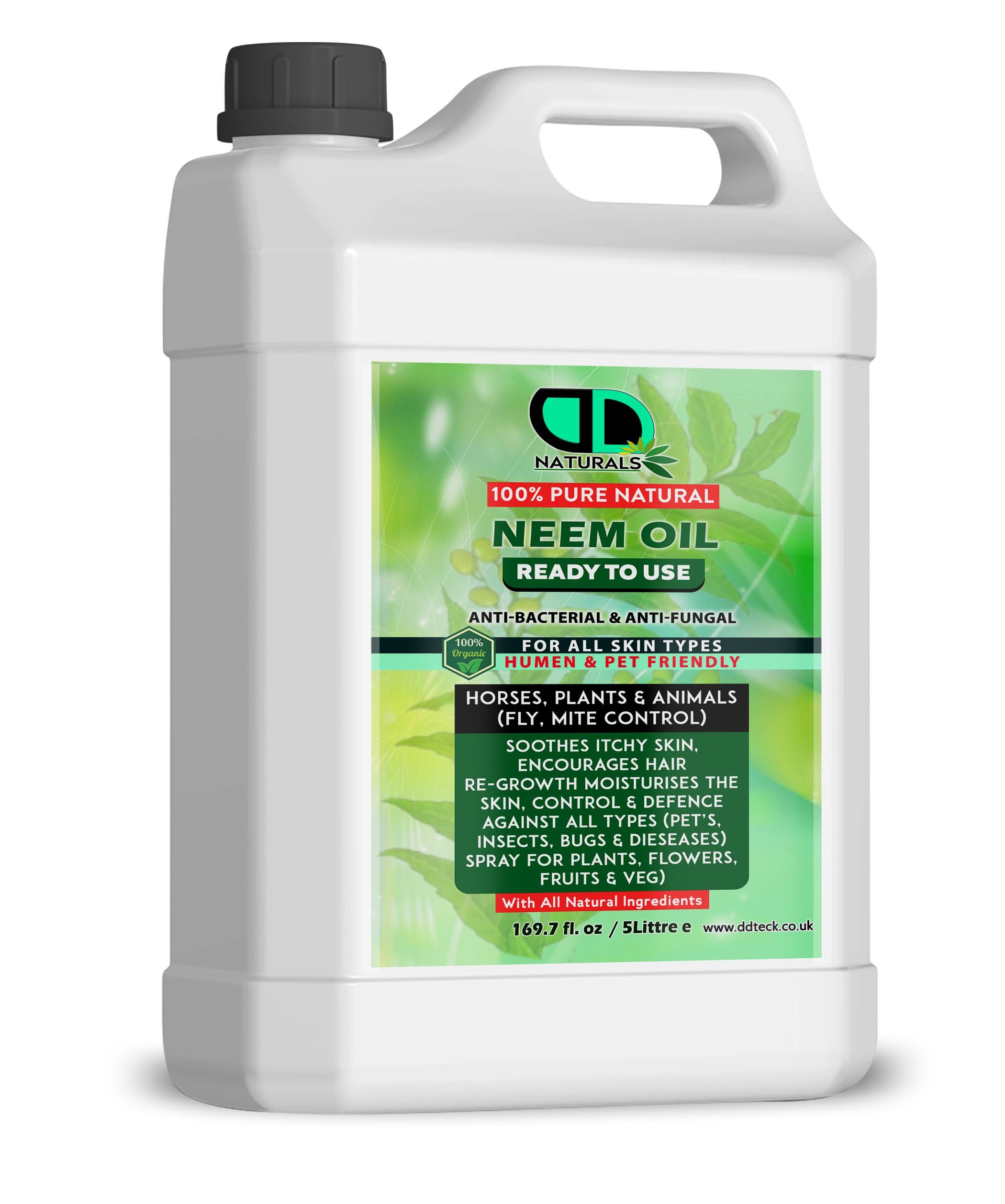 Neem Oil Spray (Ready to Use) | 100% Organic, Non-Toxic Protection for Plants, Pets, Skin & Hair